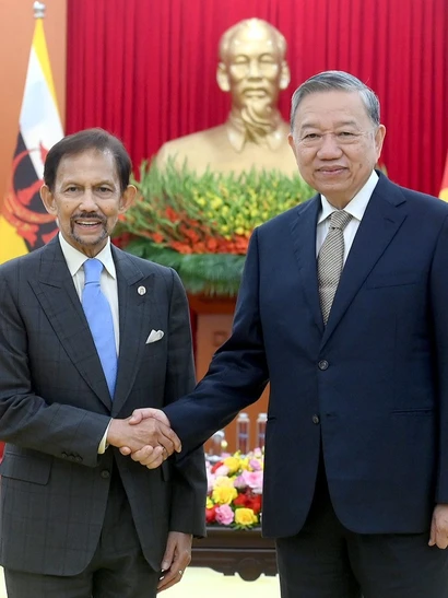 Tổng Bí thư Tô Lâm và Quốc vương Brunei Darussalam Haji Hassanal Bolkiah.