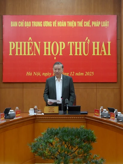 Tổng Bí thư Tô Lâm chủ trì Phiên họp thứ hai, Ban Chỉ đạo Trung ương về hoàn thiện thể chế, pháp luật.