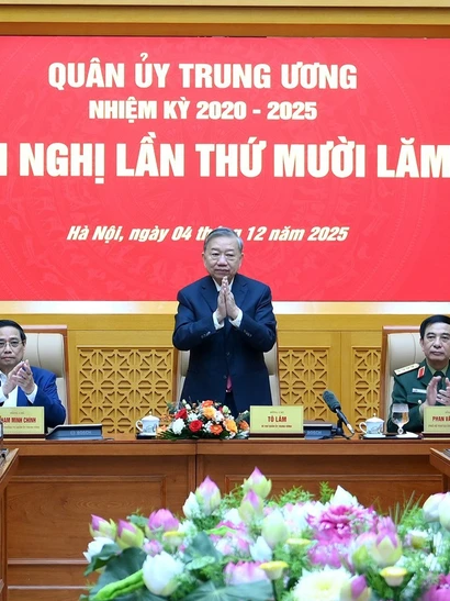 Tổng Bí thư Tô Lâm, Bí thư Quân ủy Trung ương chủ trì Hội nghị Quân ủy Trung ương lần thứ 15.