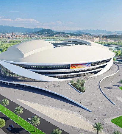 Mô hình sân vận động PVF vừa được khởi công xây dựng tại tỉnh Hưng Yên.