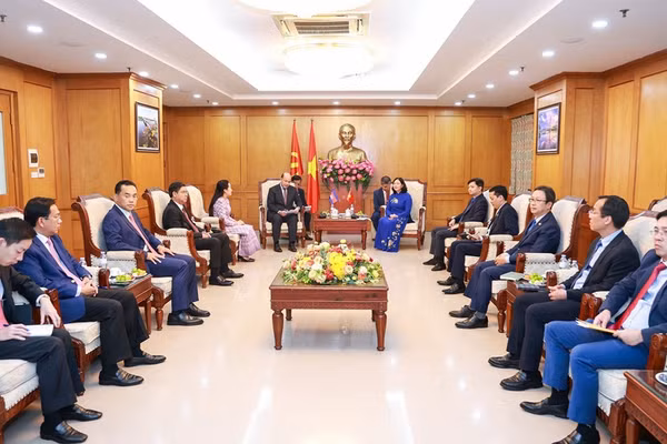 Toàn cảnh buổi tiếp. (Ảnh: Ủy ban Trung ương Mặt trận Tổ quốc Việt Nam cung cấp)