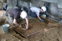 Các nhà khảo cổ học trong nước và quốc tế đang khai quật tại Tràng An, tỉnh Ninh Bình (Ảnh: SỞ DU LỊCH NINH BÌNH).