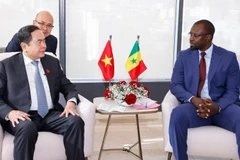 Chủ tịch Quốc hội Trần Thanh Mẫn hội kiến Thủ tướng Senegal Ousmane Sonko. (Ảnh: TTXVN)