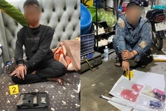 Các đối tượng bị bắt giữ cùng tang vật.