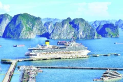 Du thuyền 5 sao Costa Serene chở hơn 3.000 du khách, cập cảng quốc tế Hạ Long (tỉnh Quảng Ninh). (Ảnh NGUYỄN ĐĂNG)