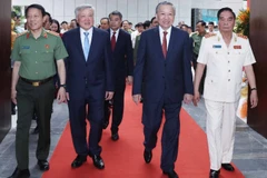Tổng Bí thư Tô Lâm đến dự Lễ khánh thành công trình Trụ sở Bộ Công an. (Ảnh: THỐNG NHẤT-TTXVN)