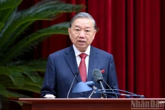 Tổng Bí thư Tô Lâm phát biểu bế mạc hội nghị.