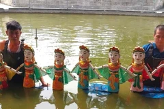 Một tiết mục biểu diễn của phường rối nước Nguyên Xá (xã Đông Hưng, tỉnh Hưng Yên). (Ảnh: ST)