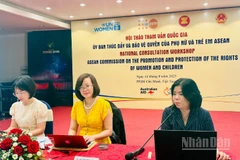Hội thảo tham vấn quốc gia Ủy ban Thúc đẩy và bảo vệ quyền của phụ nữ và trẻ em ASEAN là hoạt động hàng năm nhằm chia sẻ việc triển khai kế hoạch công tác của Ủy ban ở cấp khu vực và quốc gia. (Ảnh: VƯƠNG LÊ)