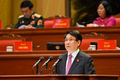 Đồng chí Lương Cường, Ủy viên Bộ Chính trị, Chủ tịch nước đọc diễn văn, tuyên bố khai mạc Đại hội.