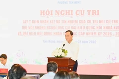 Đồng chí Trần Lưu Quang phát biểu tại hội nghị. (Ảnh: VIỆT DŨNG)