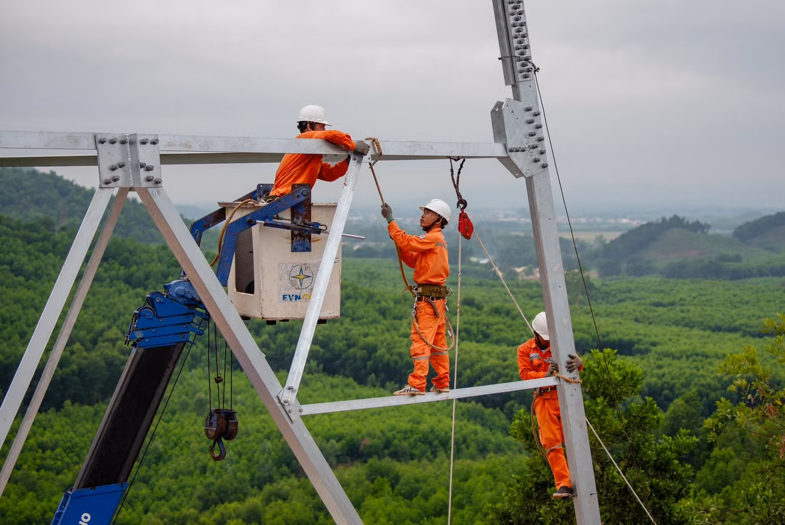 Năm 2024 , EVN đã tập trung mọi nguồn lực đẩy nhanh tiến độ thi công đường dây 500kv mạch 3.