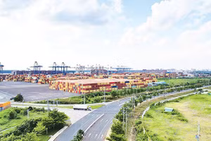 Một góc cụm cảng Cái Mép-Thị Vải (thuộc thành phố Phú Mỹ, tỉnh Bà Rịa-Vũng Tàu (cũ).