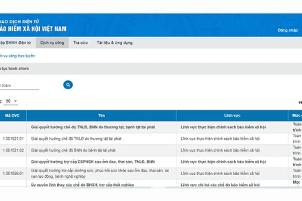 Cổng Dịch vụ công trực tuyến của Bảo hiểm xã hội Việt Nam.