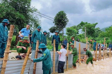 [Ảnh] Công an Nghệ An chung tay khắc phục hậu quả sau bão số 10