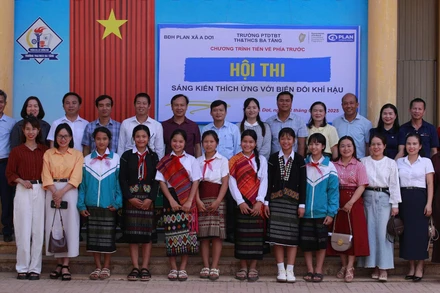Hội thi “Sáng kiến thích ứng với biến đổi khí hậu” tại Trường phổ thông dân tộc bán trú tiểu học và trung học cơ sở, xã A Dơi, tỉnh Quảng Trị, tháng 9/2025. (Ảnh BTC) 