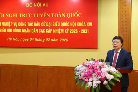 Thứ trưởng Nội vụ Trương Hải Long phát biểu khai mạc hội nghị. (Ảnh Moha)