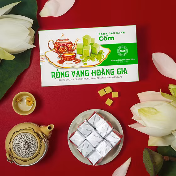 Bánh đậu xanh hương vị cốm Rồng Vàng Hoàng Gia