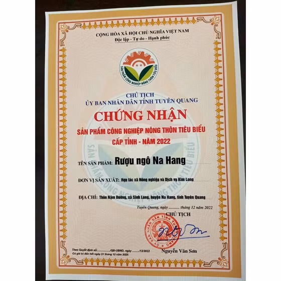 Rượu ngô Na Hang Kim Long