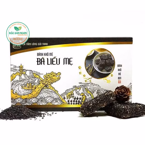 Bánh khô mè đen Bà Liễu Mẹ hộp 250g (gạo lứt)