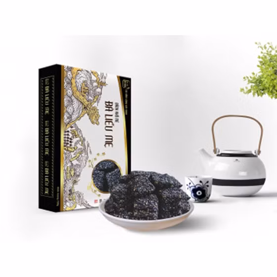 Bánh khô mè đen Bà Liễu Mẹ hộp 250g (gạo lứt)