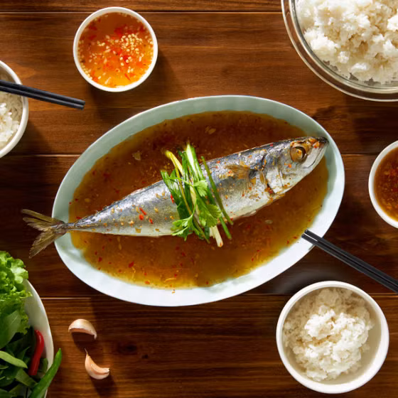 Cá nục hấp đóng gói Hồng Phát Khang