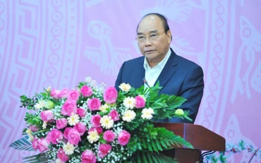 Chủ tịch nước Nguyễn Xuân Phúc phát biểu tại Hội nghị. (Ảnh: Minh Đức/TTXVN)