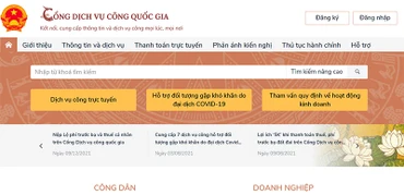 Giao diện Cổng Dịch vụ công quốc gia.
