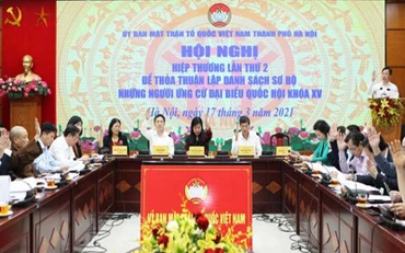 Các đại biểu tiến hành biểu quyết tại hội nghị.