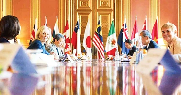 Các thành viên CPTPP họp tại London tháng 10/2020. Ảnh: NIKKEI