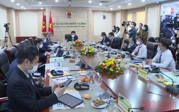 Quang cảnh Hội thảo trực tuyến công bố kết quả hội nghị COP26 - Hành động của Việt Nam, ngày 7/12. (Ảnh: VT)