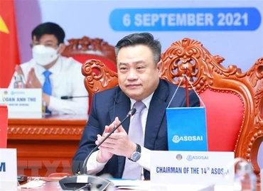 Tổng Kiểm toán Nhà nước Trần Sỹ Thanh - Chủ tịch ASOSAI nhiệm kỳ 2018-2021 chủ trì cuộc họp Ban điều hành ASOSAI lần thứ 56. (Ảnh: Phương Hoa/TTXVN)