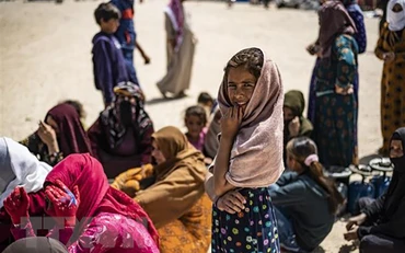 Người dân Syria bị mất nhà cửa do chiến tranh tại Hasakah, đông bắc Syria. (Ảnh: AFP/TTXVN)