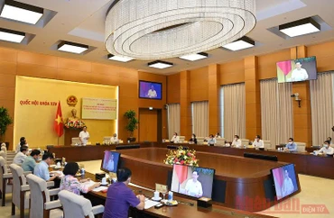 Hội nghị giữa Uỷ ban Thường vụ Quốc hội và Đoàn Chủ tịch Uỷ ban Trung ương Mặt trận Tổ quốc Việt Nam (Ảnh: DUY LINH).