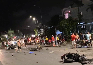 Hiện trường vụ tai nạn giao thông.
