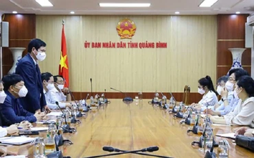 Đại diện lãnh đạo tỉnh Quảng Bình phát biểu tại buổi triển khai thỏa thuận hợp tác xuất khẩu lao động thời vụ sang Hàn Quốc. 