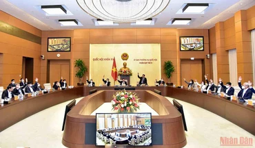 Các Ủy viên Ủy ban Thường vụ Quốc hội biểu quyết thông qua thành lập các phường thuộc thị xã Phổ Yên và thành lập thành phố Phổ Yên (Thái Nguyên). Ảnh: DUY LINH