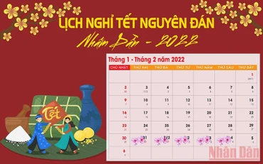 Lịch nghỉ Tết Nguyên đán Nhâm Dần 2022 với cán bộ, công chức - viên chức. (Đồ họa: Bảo An)