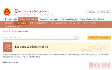 Dịch vụ công về bảo hiểm xã hội trên Cổng dịch vụ công quốc gia.