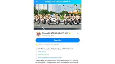 Tương tác với Cảnh sát giao thông qua Zalo