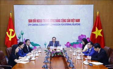 Quang cảnh hội đàm trực tuyến. (Ảnh: TTXVN)