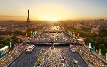 Khung cảnh sông Seine dự kiến trong Lễ khai mạc Olympic Paris 2024. (Ảnh: olympics.com)