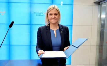 Thủ tướng Thuỵ Điển vừa được bầu Magdalena Andersson tham dự cuộc họp báo tại Stockholm, ngày 24/11. (Ảnh: Reuters)