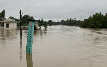 Lũ lớn trên sông Trà Câu, thị xã Đức Phổ (Quảng Ngãi).