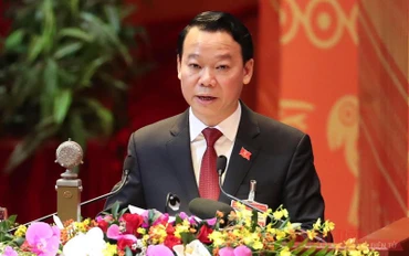Bí thư Tỉnh uỷ Yên Bái Đỗ Đức Duy phát biểu tham luận. (ẢNH: ANH TUẤN - DUY LINH)