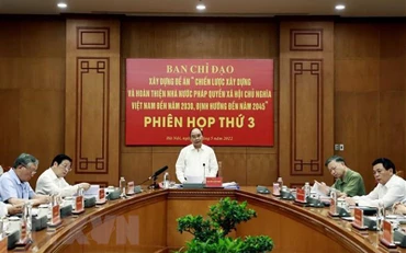 Chủ tịch nước Nguyễn Xuân Phúc, Trưởng Ban chỉ đạo phát biểu. (Ảnh: Thống Nhất/TTXVN)