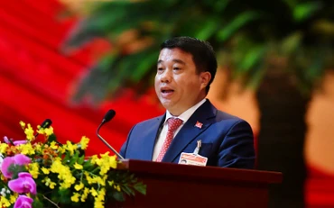 Đồng chí Y Thanh Hà Niê Kđăm, Ủy viên Trung ương Đảng khóa XIII, Bí thư Đảng ủy Khối Doanh nghiệp Trung ương trình bày tại Đại hội Đảng toàn quốc lần thứ XIII, sáng 28-1. Ảnh: ANH TUẤN -DUY LINH