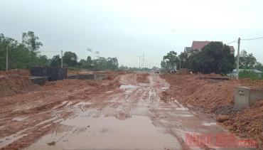 Nhiều điểm trên tuyến đường vành đai 5 qua tỉnh Thái Nguyên chưa thi công xong.