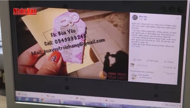 Mua bán bùa ngải tràn lan trên mạng xã hội. Ảnh cắt từ clip của Truyền hình Nhân Dân