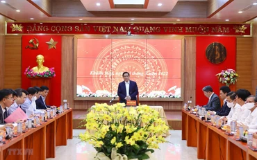 hủ tướng Phạm Minh Chính chủ trì làm việc với lãnh đạo chủ chốt tỉnh Khánh Hòa. (Ảnh: Dương Giang/TTXVN)